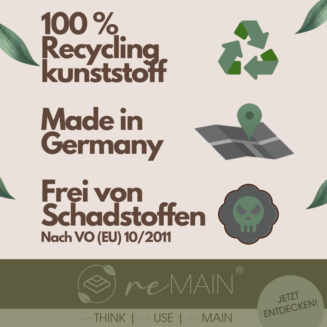 reMAIN Campinggeschirr-Set, 12-teilig, Elfenbeinweiß/Schiefergrau/Olivgrün | Mit 4 Tellern, 4 Bechern mit Deckel und 4 Schüsseln – bruchsicher, stapelbar und ideal für Camping & Outdoor