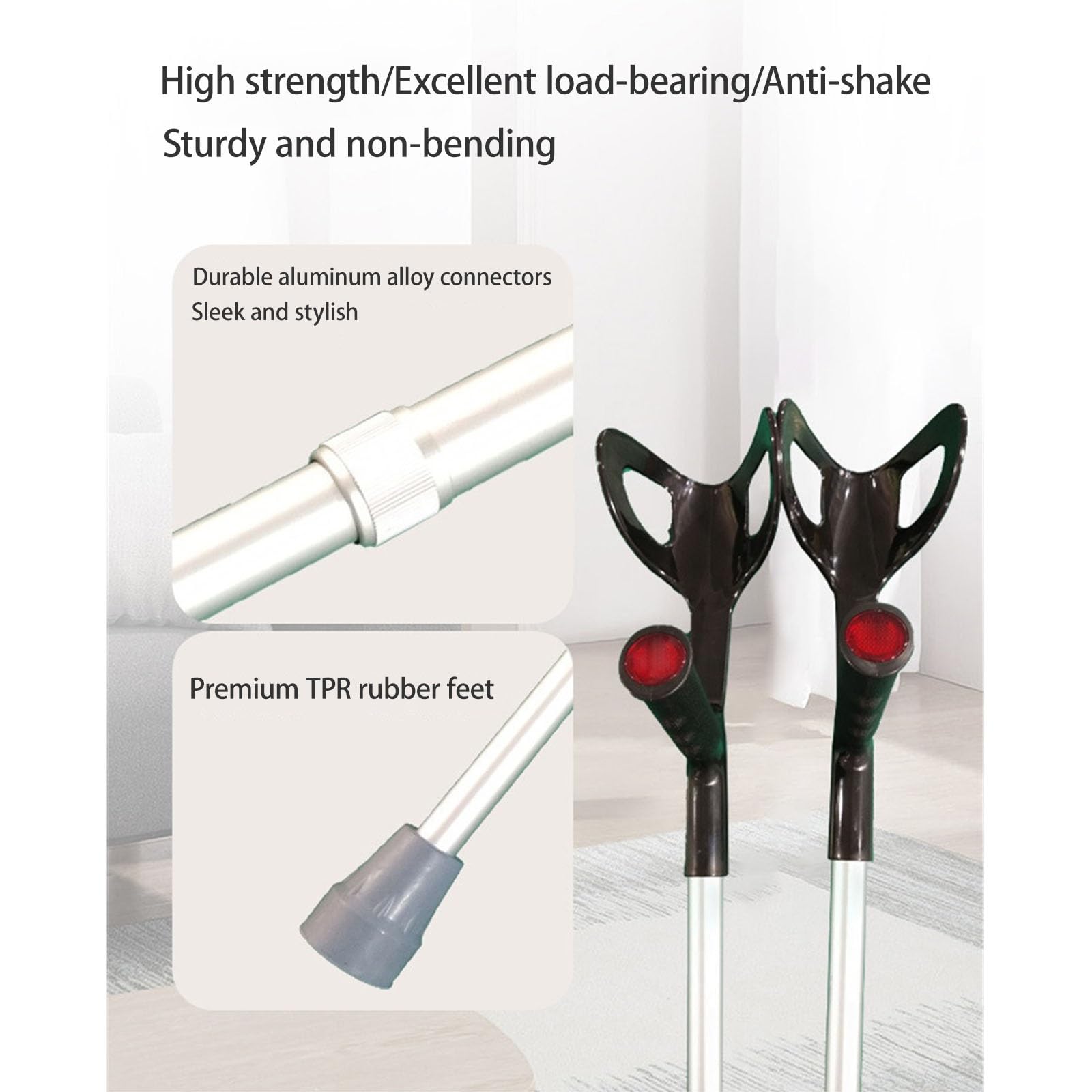 Diseño Moderno Muletas Adulto, Aleación De Aluminio Muletas Para Brazos Ajuste De Altura, Muleta Ergonómica Para Caminar Apoyo Para Lesiones En Las Piernas(Negro)