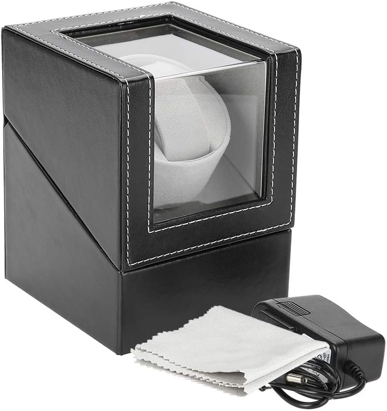 Ayunjia Automatic Watch Winder Display Box,Single Watch Shaker Watch Winder Holder Display Mechanical Watch Storage Box