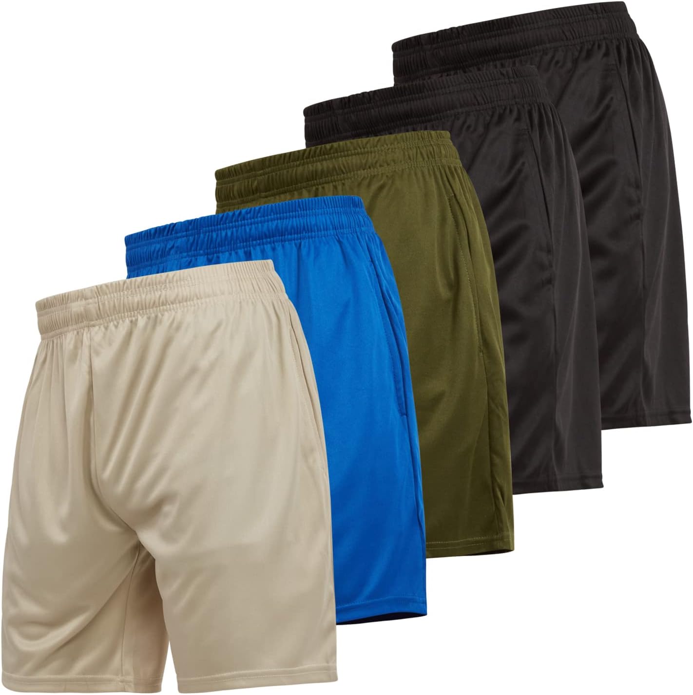 Ultra Performance5 Pack Mens Athletic Basketball Shorts, 7 inch Running Workout Gym Shorts for Men, SM – 5X, Black, Black, Royal, Olive, Khaki, Medium