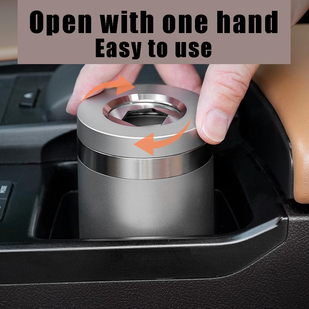 Posacenere auto in acciaio inox per GMC Sierra EV Denali Edition 1 2024, tappo a vite antipolvere design modulare facile pulizia ad alta densità 2,9 mm isolante termico rotante manuale, a