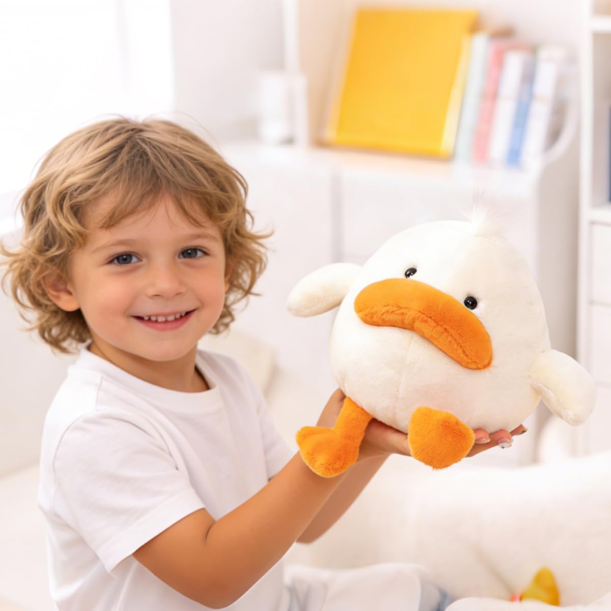 Cute Duck Stuffed Animal - 10" Soft Duck Plush Doll Toy with Big Mouth Funny Duck Gift for Child Girls Boys (Duck B)