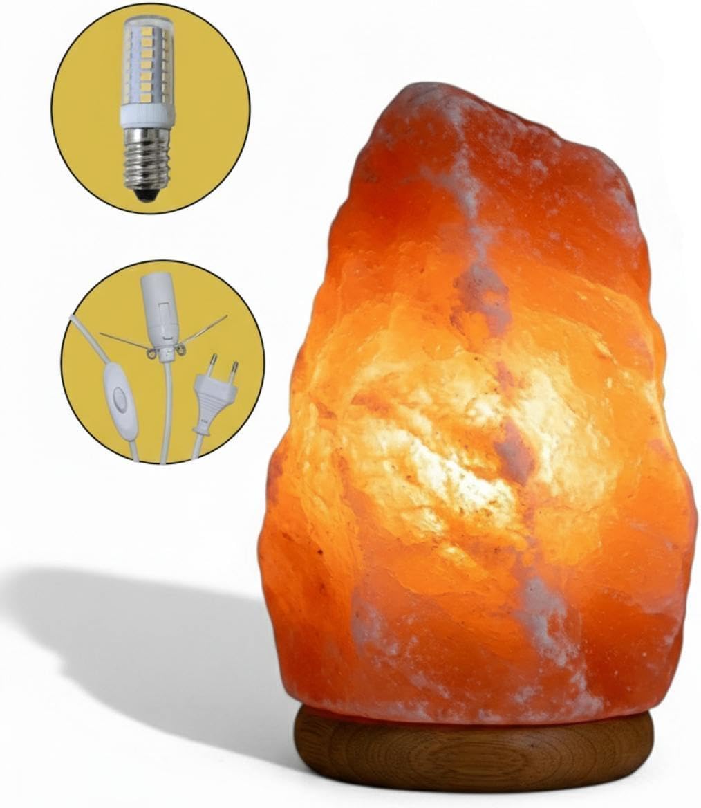 Salzlampe Salzkristall Lampe Tischlampe Salzkristalllampe SalzsteinLampe Natürliche Rosa Salz Nachtischlampe Salt lamp aus Salt Range Pakistan (7-11 KG)