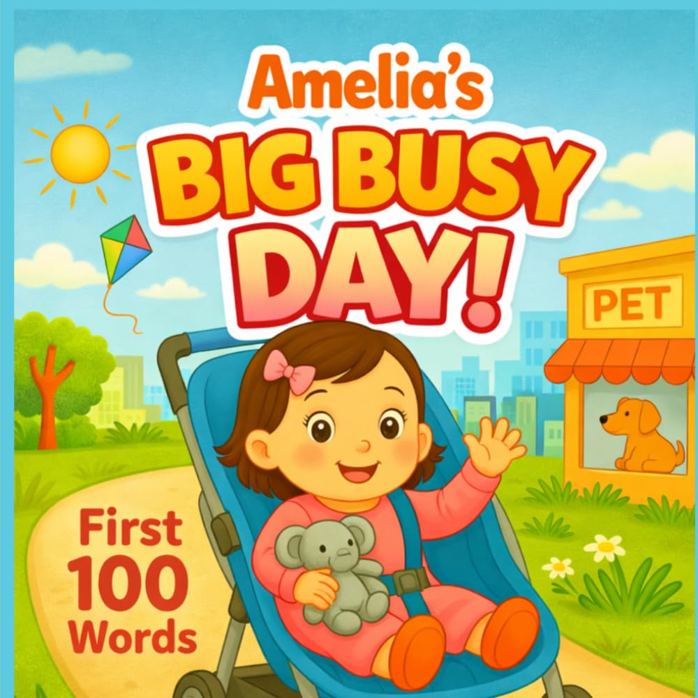Amelia’s Big, Busy Day: First 100 Words: A Personalized Learning Book for Toddlers – A Fun and Educational Gift for Girls Named Amelia (Three Hearts Personalized Name Series (Amelia))