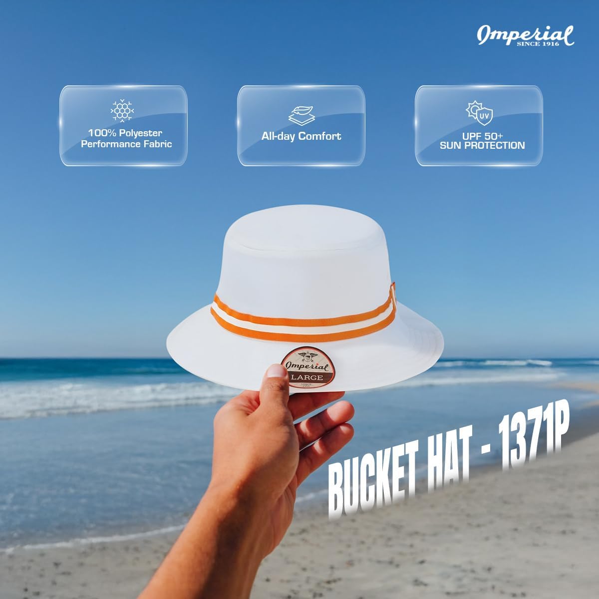 Imperial 1371P Oxford Performance Unstructured Bucket Hat | Hat with Sewn Eyelets & UPF 50+ Protection | Bulkpack Available