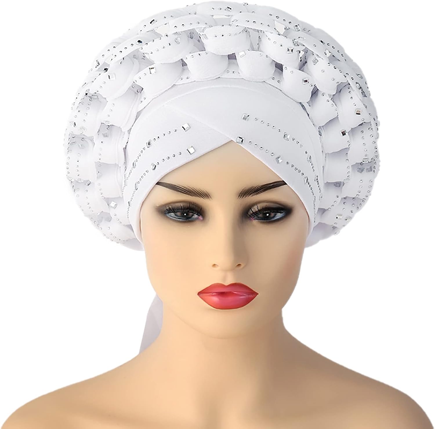 zhxinashu 2 Pieces African Women Hats Turban Head Wraps for Women Black Nigerian Elegant Hats Turban