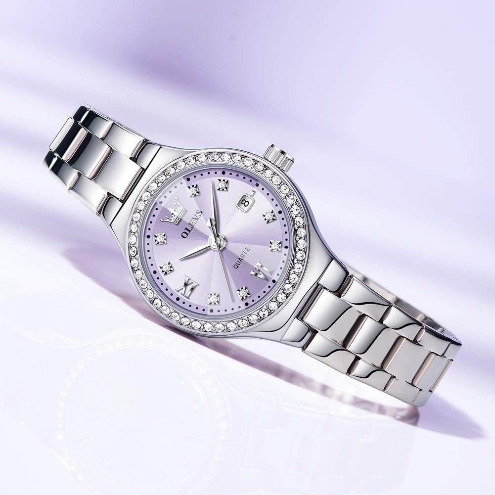 OLEVS Watch Women Silver Watch for Women Luxury Diamond Womens Watches for Small Wrist Stainless Steel Waterproof Analog Quartz Date Elegant Reloj para Mujer - Image 3
