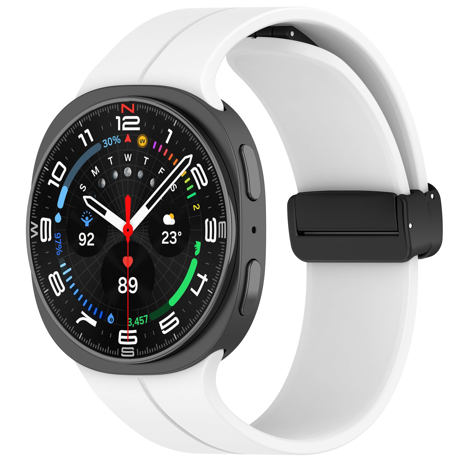 Magnetic Watch Straps Compatible with Samsung Galaxy Watch Ultra 2 Strap,Silicone Sport Replacement Wristband with Magnetic Folding Buckle for Men Women (White) — image 1
