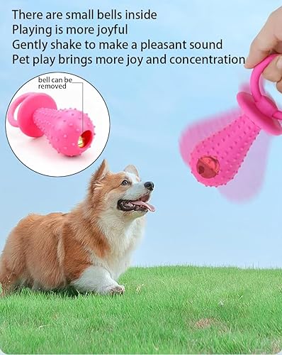 Miniatura 3 de Chupetes de goma para perros azules y amarillos, mini chupetes resistentes a las mordeduras en forma de campana, juguete de entrenamiento molar para