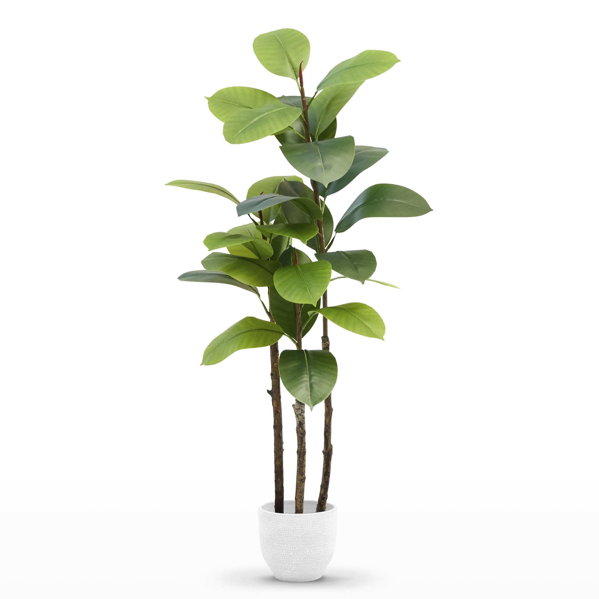 Maia Shop Ficus Elastica 120 cm - Pianta Artificiale da Interno | Pianta Artificiale Alta con Foglie Realistiche per Casa Soggiorno Ingresso Ufficio - Vaso Nero Incluso