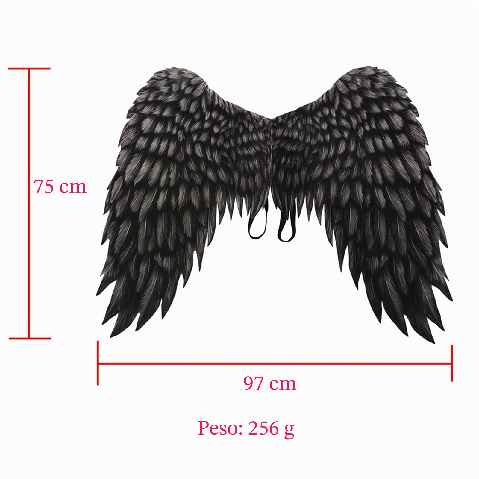 LOVIVER Grandes alas de ángel para Adultos Accesorios de Disfraces de Hadas Alas Decorativas Tela no Tejida Impresa para Fiesta Carnaval de Halloween Mardi, Negro Rojo