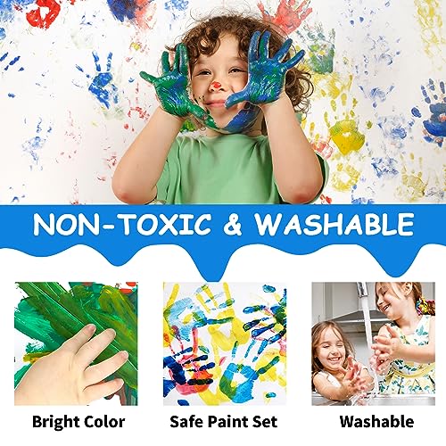 image for ABEIER Washable Finger Paint Kit for Toddlers, 12 Colors with Paint To