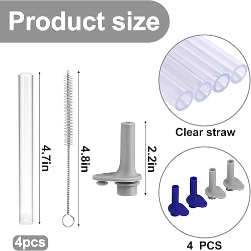 Miniatura 2 de Pajitas de repuesto y válvula de mordida compatible con botella de agua Zak Designs Kelso de 15 onzas, 4 popotes de silicona reutilizables con