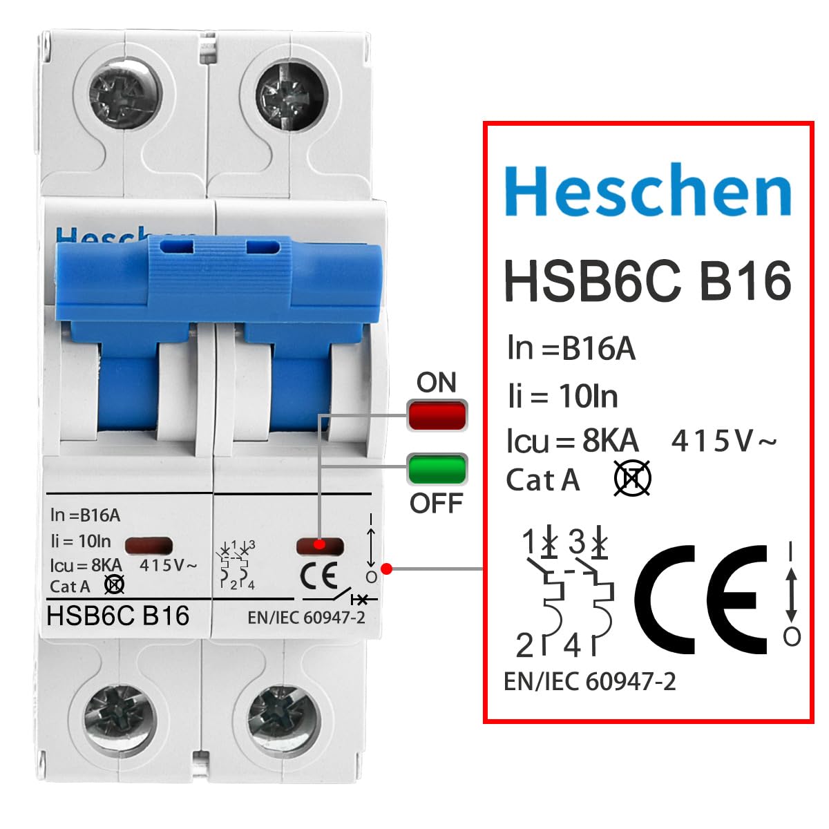 Solar Panel Disconnect Heschen 80A Solar Circuit Breaker - 2-Pole DC500V For Solar Panel Systems & PV Grid Protection Solar Breaker - View #4