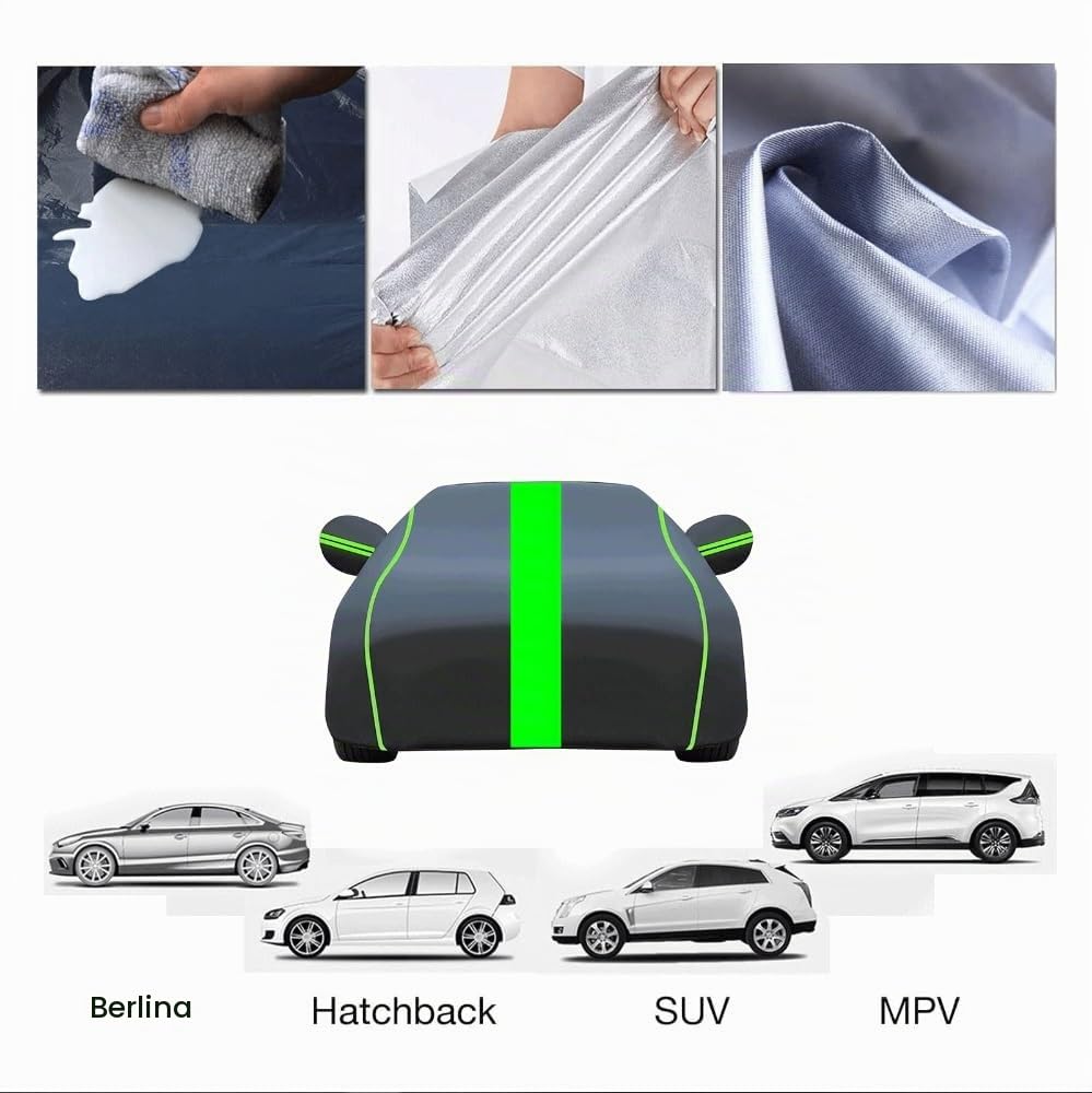Telo Copriauto Antigrandine Per Mercedes Classe C Sw, Telo Antigrandine Per Auto Impermeabile Telo Copriauto Da Esterno, Telo Auto Impermeabile Traspirante, Polvere Traspirante Anti-UV(Black Green)