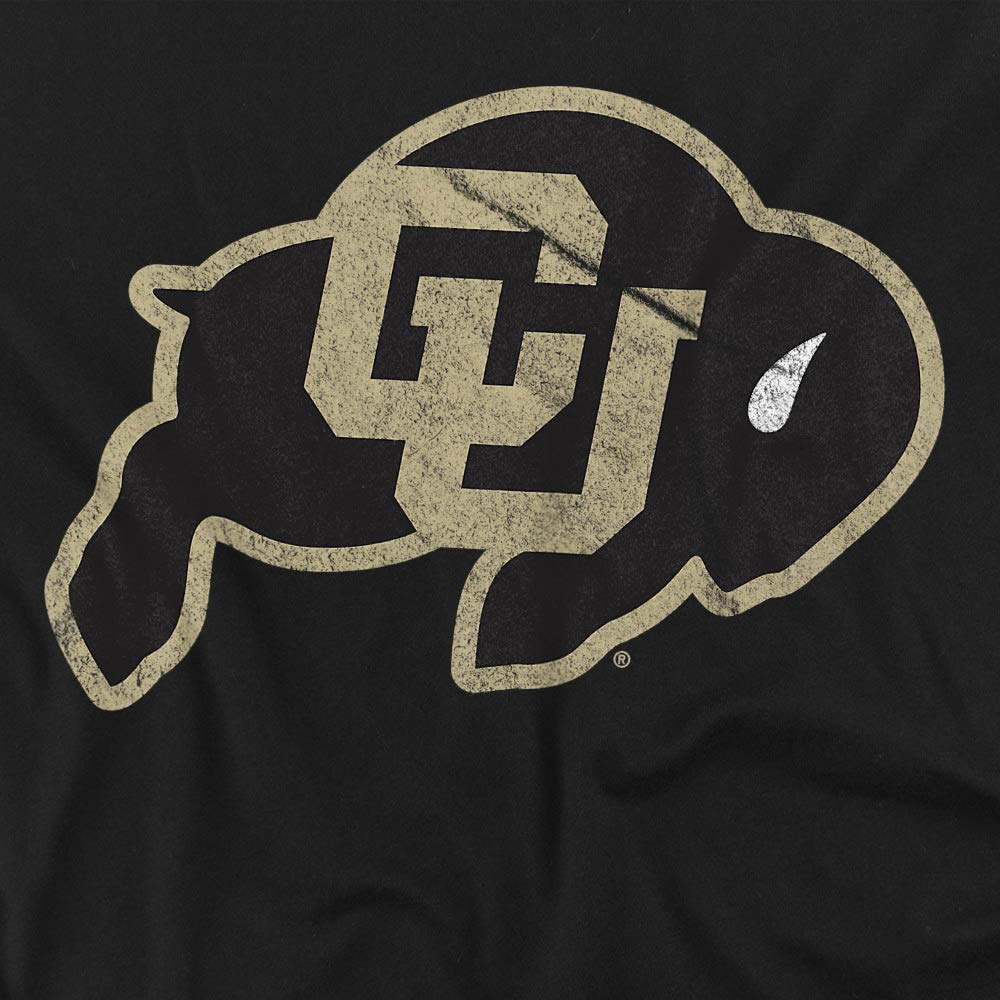 University of Colorado Official Distressed Primary Unisex Adult T-Shirt, Black, X-Large