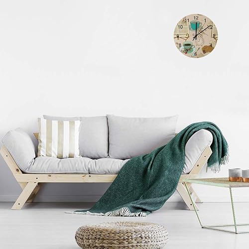 Miniatura 2 de Nuansexi - Reloj de pared de madera circular para colgar en la pared, sin marco, funciona con pilas, reloj de tiempo silencioso, ligero, vintage de