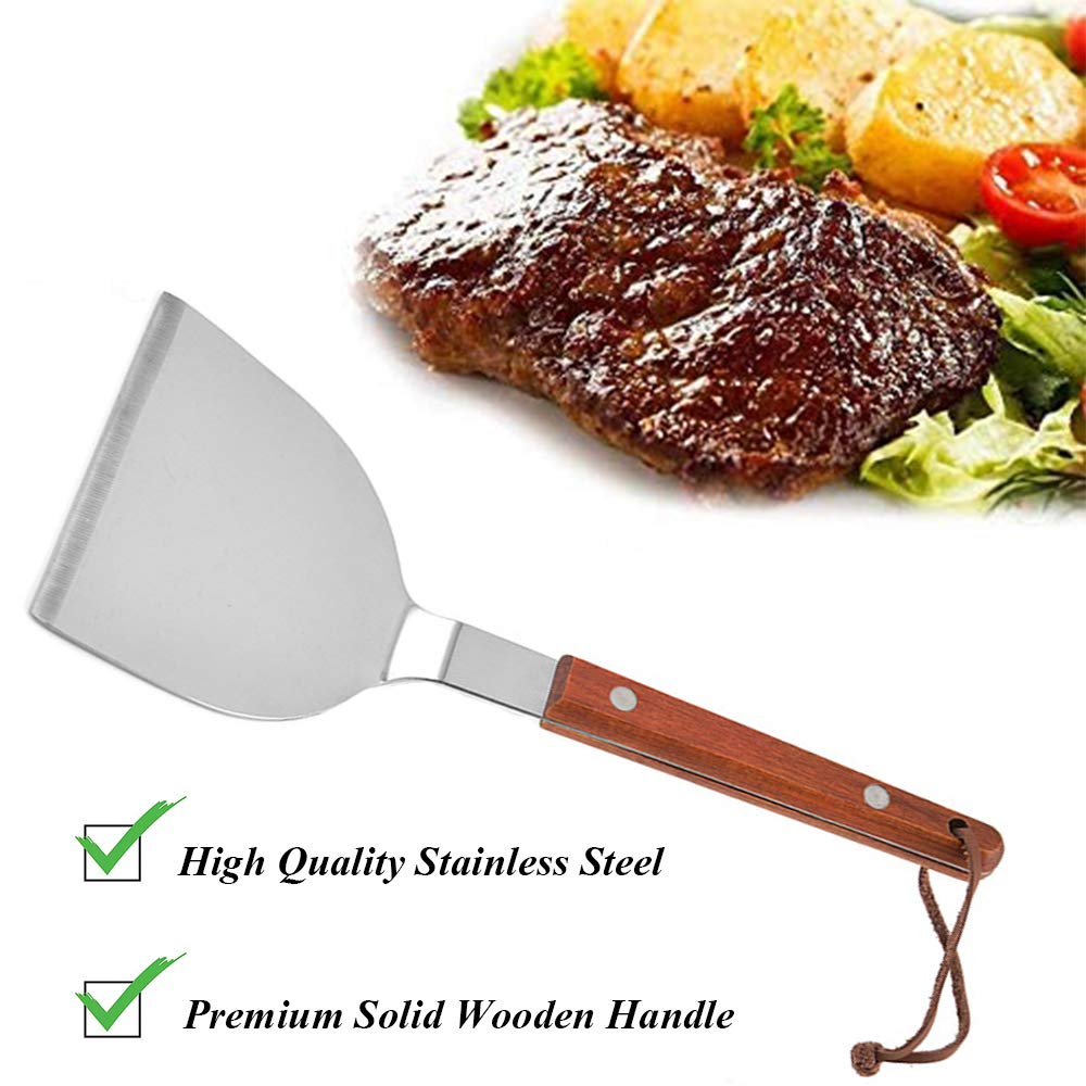 Set Di 2 Spatole Per Barbecue E Piastra In Acciaio Inox – Professionale Per Teppanyaki, Hamburger E Pancake - 4