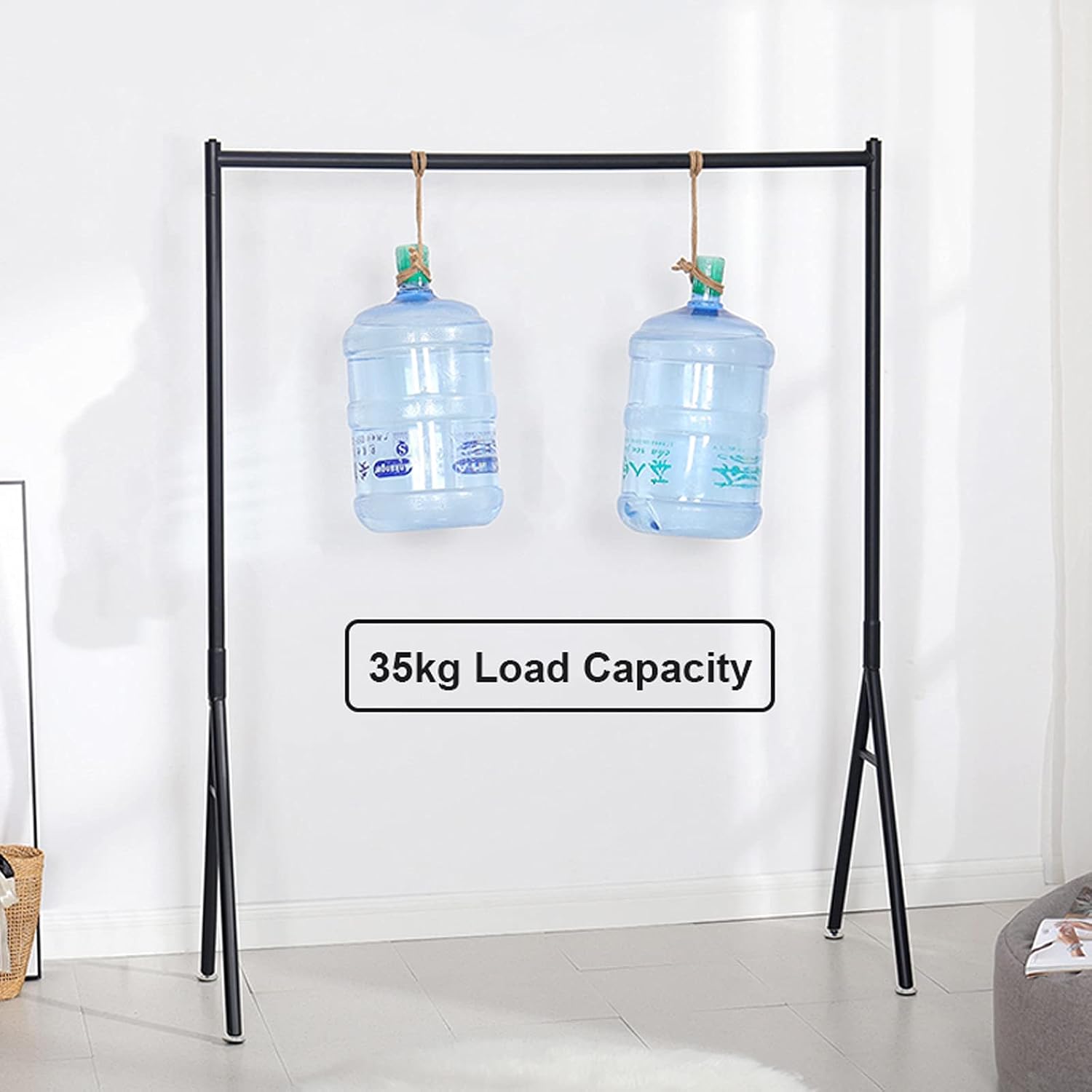 Clothes Rails Heavy Duty, 20mm Thicken Clothes Rack with Adjustable Feet, Modern Garment Display Stand Holds up to 35kg (Black-120cm image 3