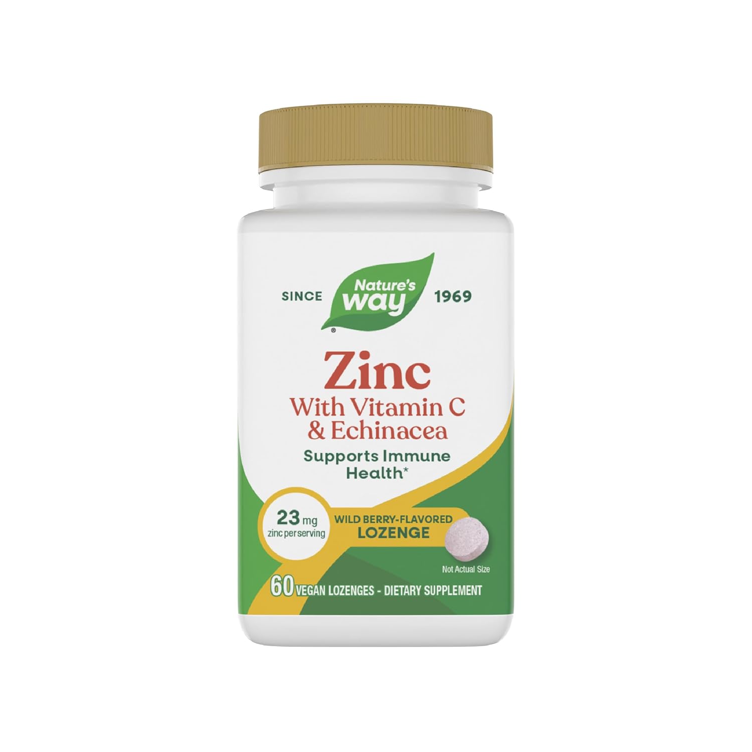 Natures Way Zinc Lozenges with Vitamin C Echinacea Zinc Supplements for Men and Women Immune Support Wild Berry
