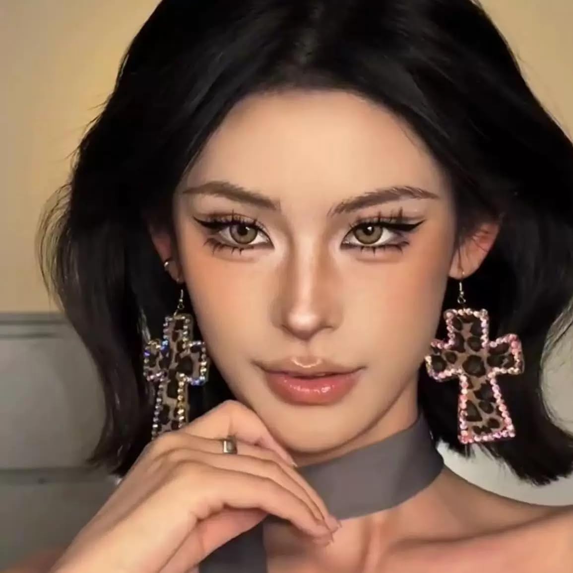 Leopard Print hoop earrings Vintage Leopard Print Large Hoop Earrings for Women Statement Dangle Earrings Bohemian Disco Earrings Jewelry - Image 3