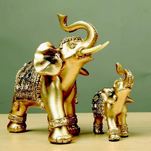 Miniatura 8 de Estatua de elefante dorado de 3.8 pulgadas de alto, para buena riqueza de Feng Shui, suerte para decoración del hogar