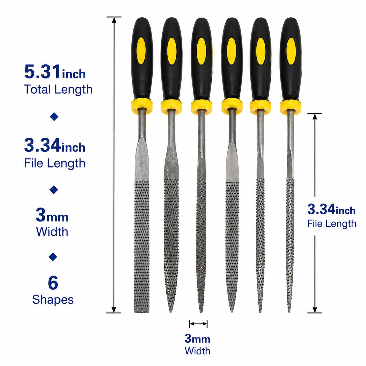 Set di 6 mini lime con raschietto in legno, con impugnatura morbida per legno e metallo morbido
