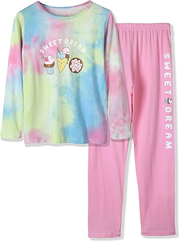 Pijamas para niñas 100% algodón teñido anudado unicornio sirena, fiesta de pijamas, Set tamaño 6-18