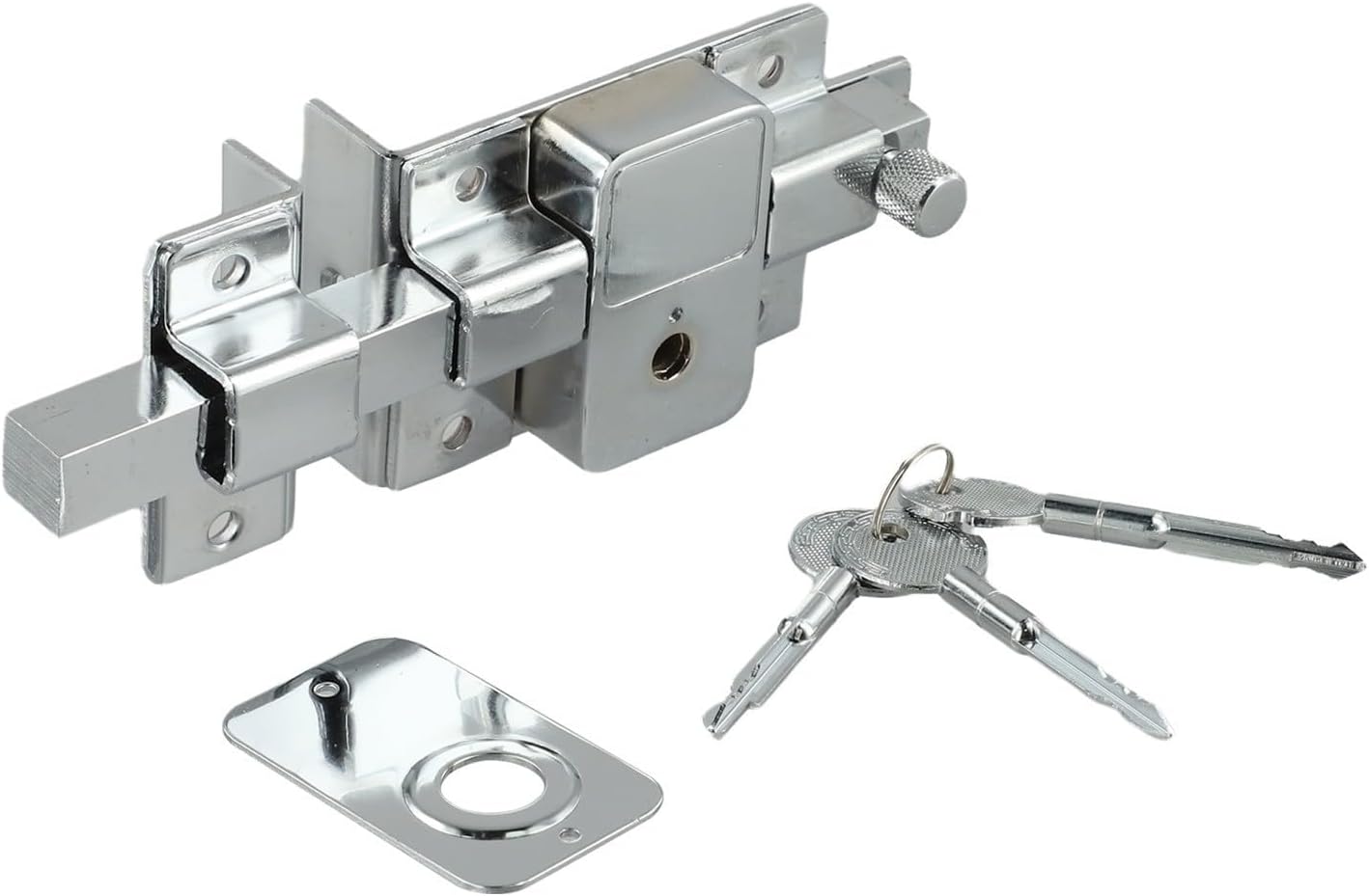 Mechanical Latch Lock for Exterior Doors, Anti-Theft Iron Door Lock with Zinc Alloy Cover & Copper Core, Cross Key Entry for Swing, Iron/Wooden/Garden Fence Doors, Left/Right Opening(2008CR - left)