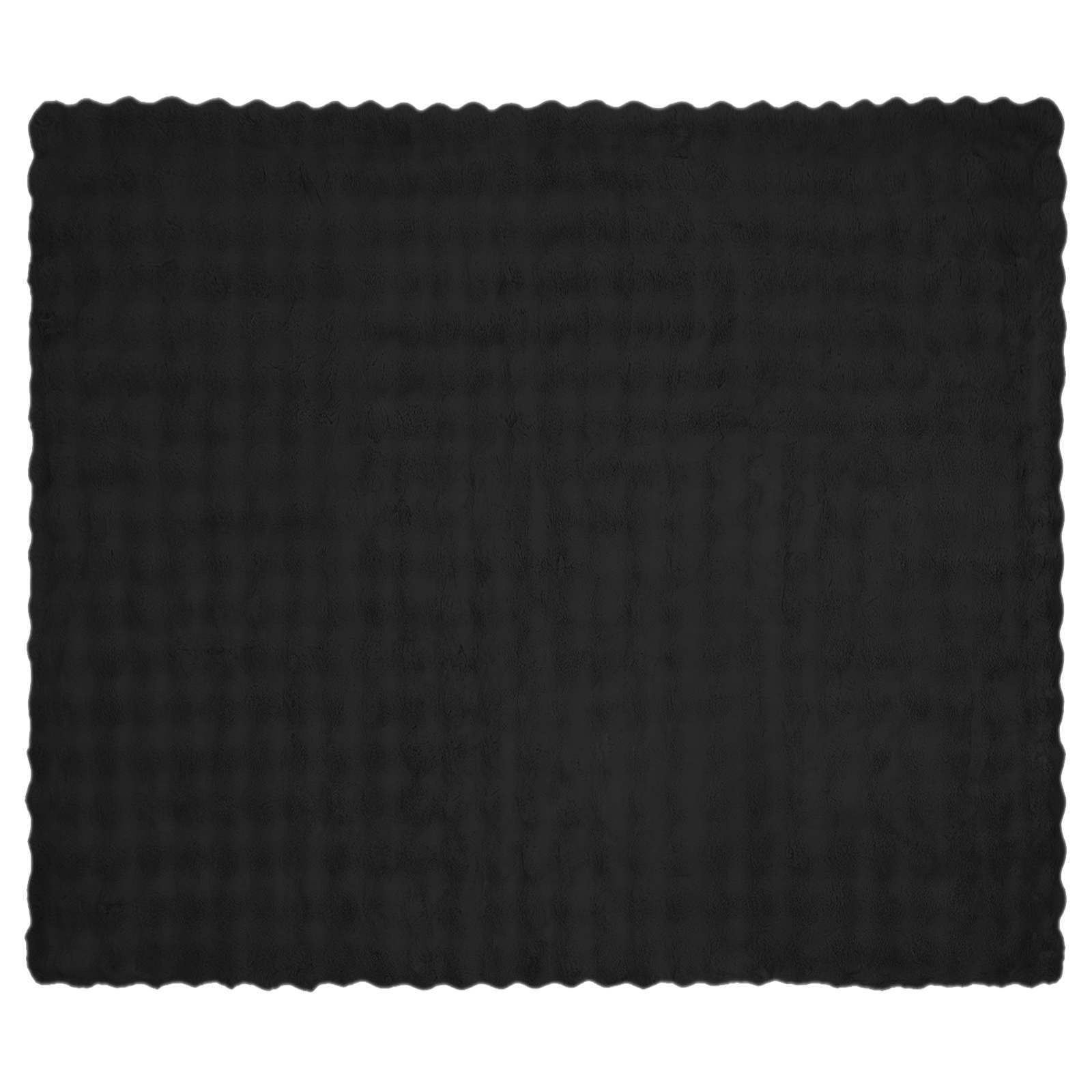 Manta antideslizante de piel de conejo sintético negro, 130 x 150 cm, suave y esponjosa, transpirable y agradable al tacto, ideal como manta para sofá, cama y salón