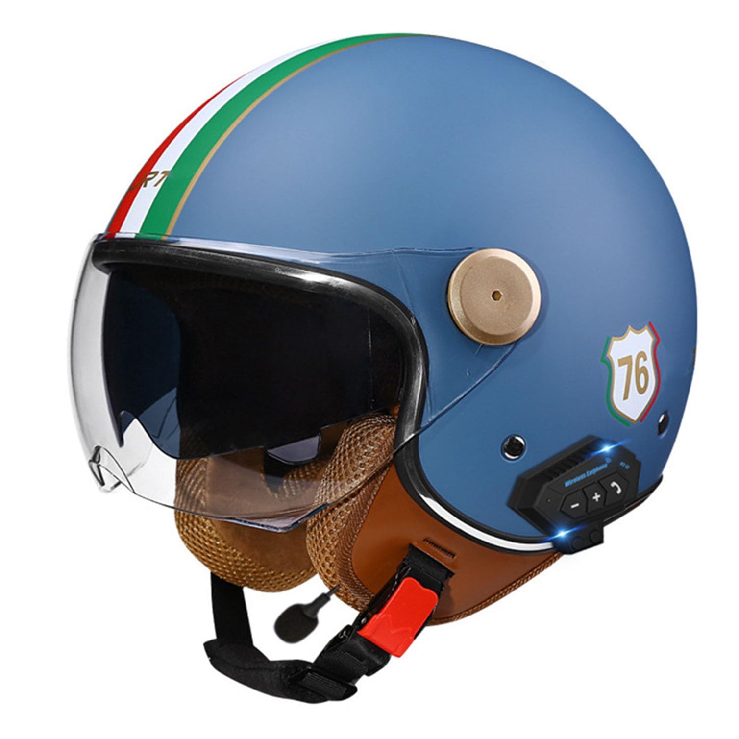 Casque jet rétro 3/4 Bluetooth pour rouler en scooter et moped en ville