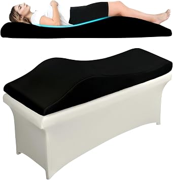 Ergonomic Lash Bed Massage Table Pad, 30D Foam Esthetician Mattress Topper for Lash Tech Facial Wax, Beauty Salon Massage Bed Topper with Milk Touch & Washable Cover - Black