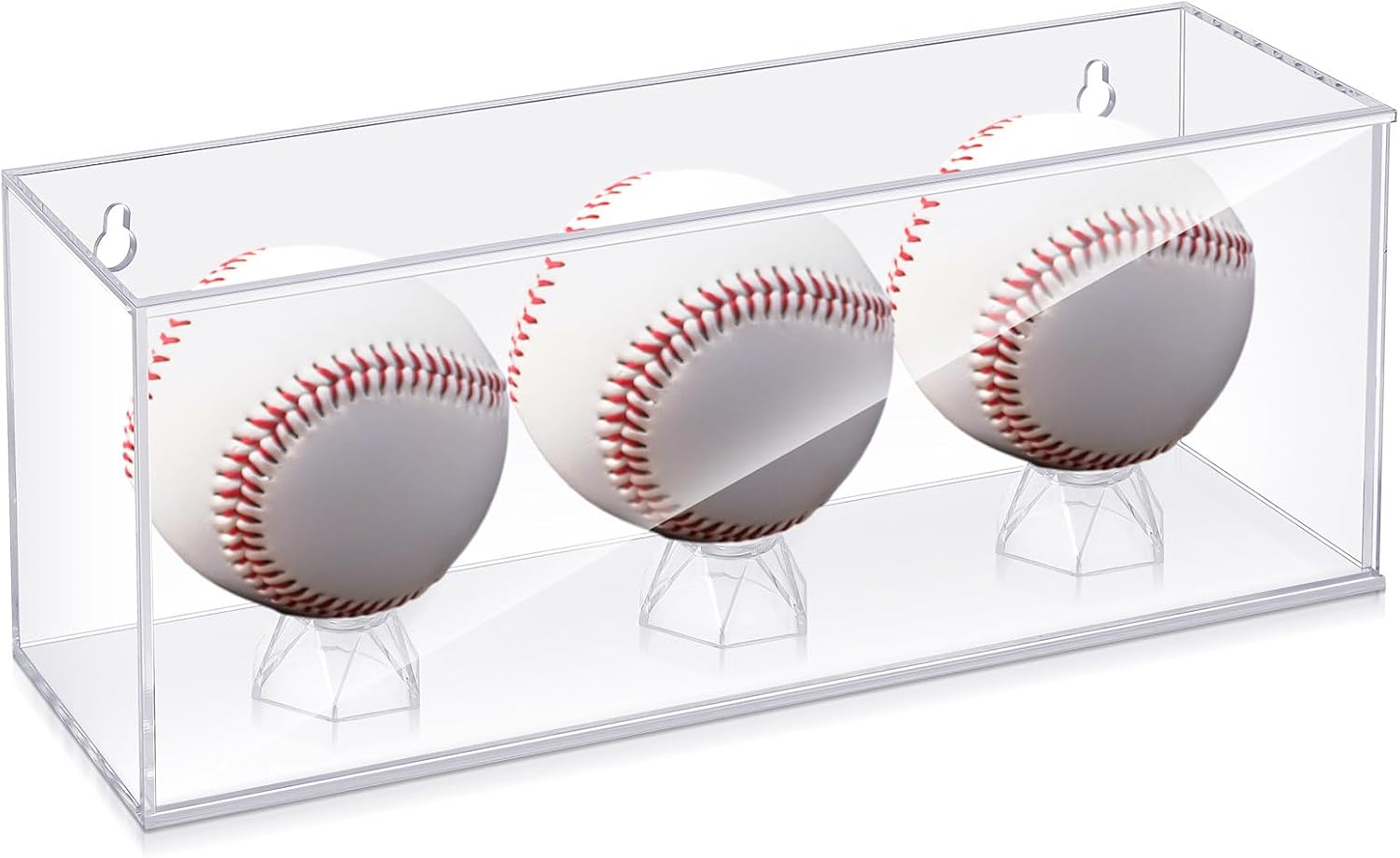 Lineshading Baseball Golf Ball Display Case for 3 Balls UV Protected Acrylic Boxes for Display Ball Cube Memorabilia Showcase Autograph (Black, 11.4 x 4.3 x 3.15 Inch)
