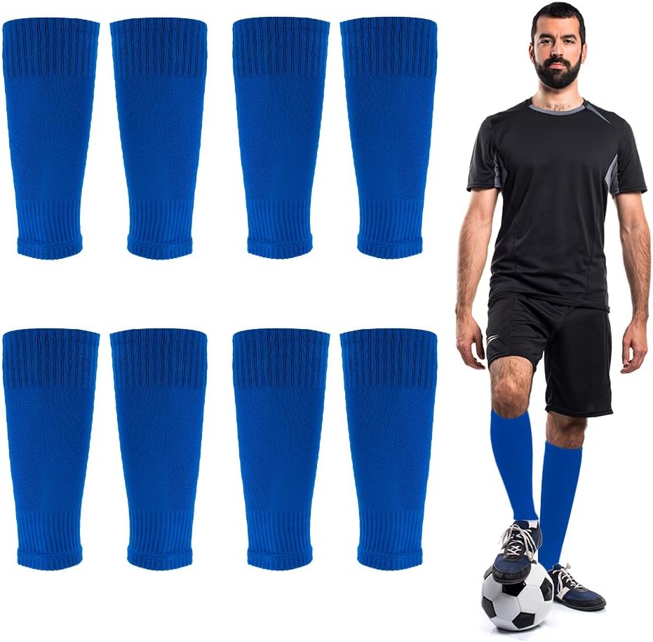 4 Pairs Leg Sleeves for Soccer, Shin Guard Sleeves Accompany Grip Socks, Youth Adults