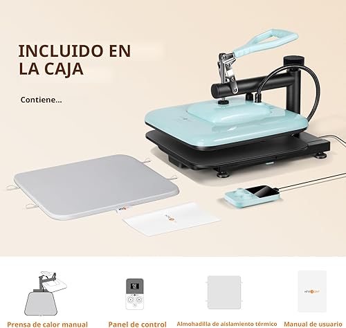 Miniatura 6 de HTVRONT Máquina de prensa de calor para camisetas, prensa de calor de 15 x 15 pulgadas, profesional se calienta rápidamente y distribuye el calor de