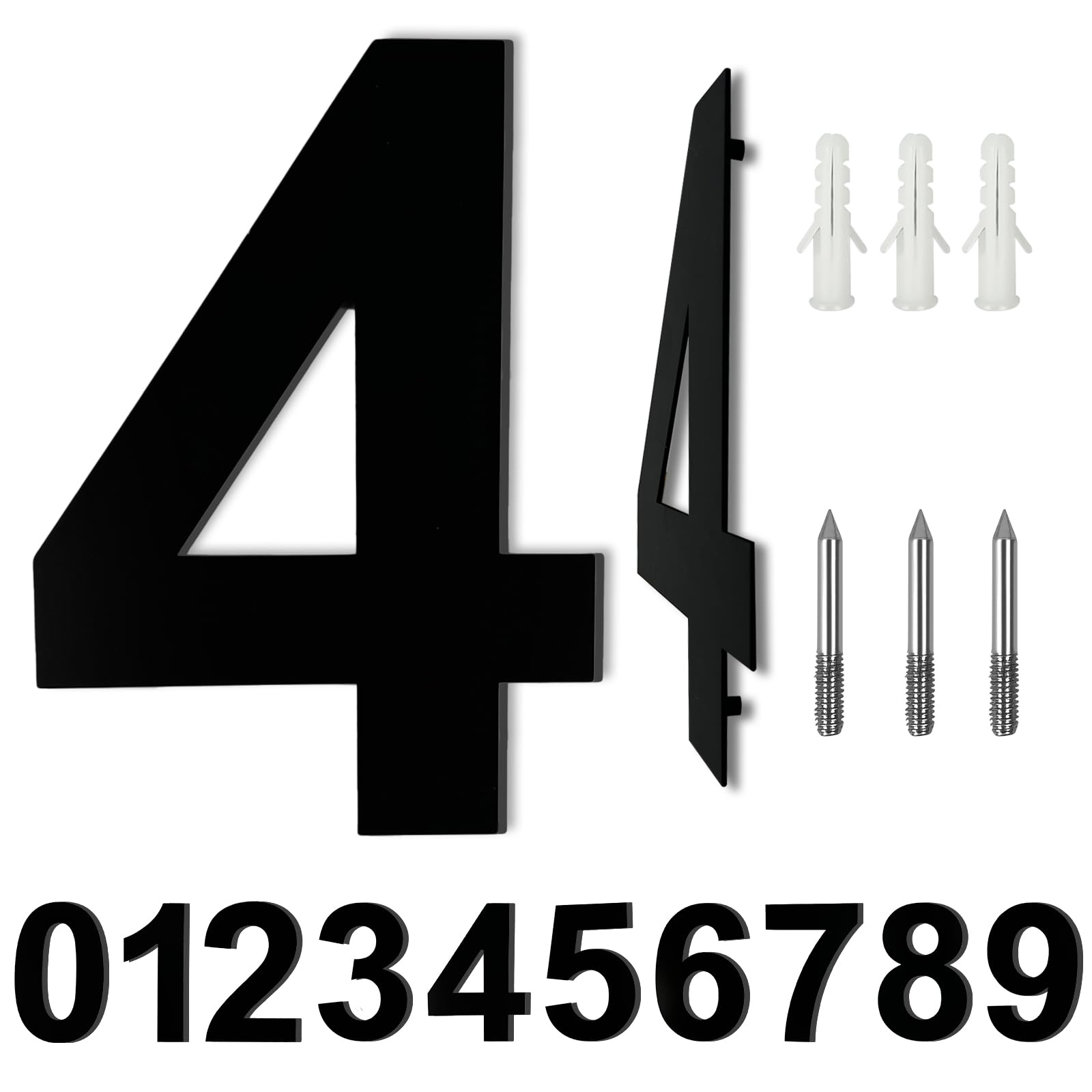 LUCKNIGHT House Numbers, Large Metal House Numbers, Floating Door Number, Made of Solid Stainless Steel, Flush Mount