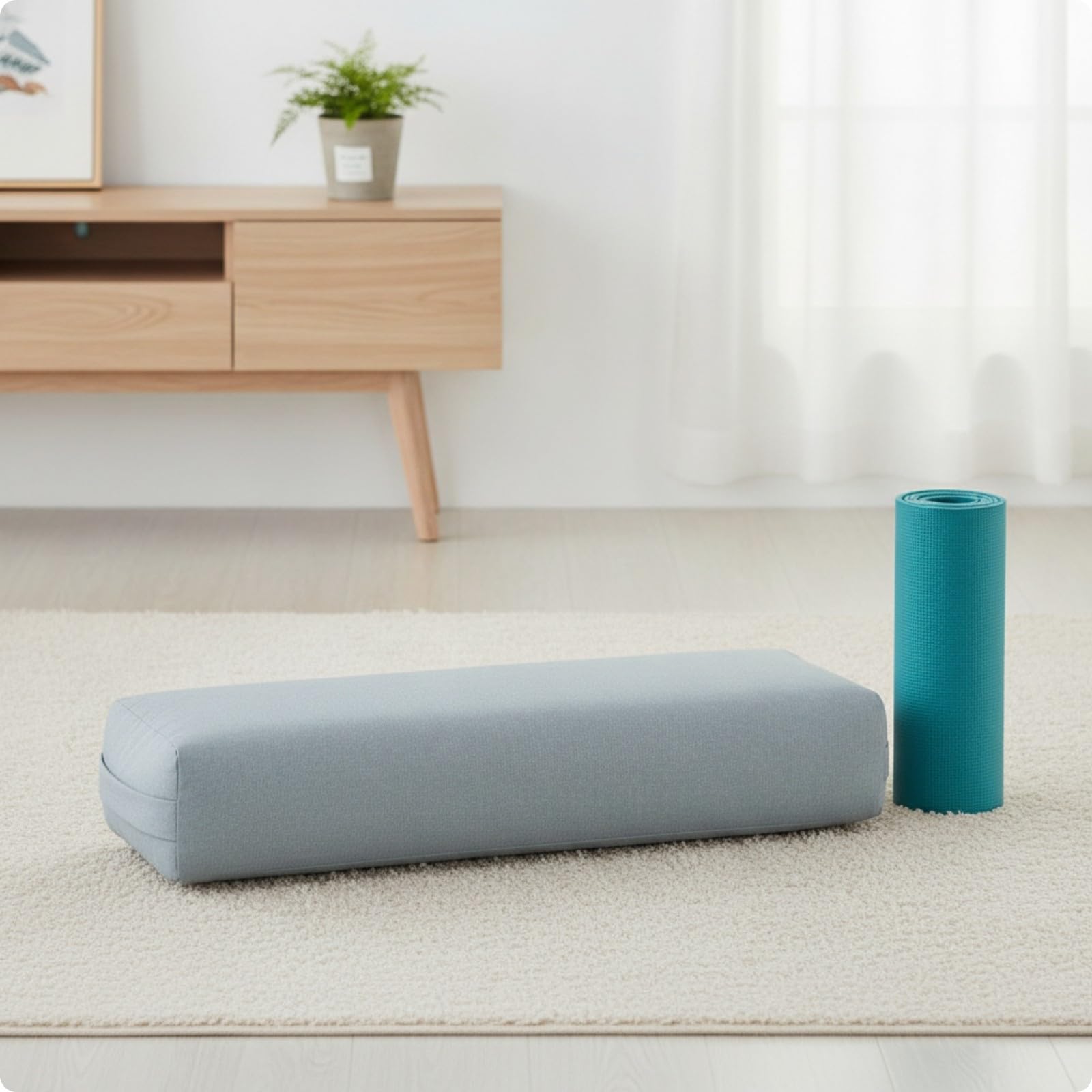 rockible Cojín Rectangular Estiramiento Estable | senfundable, Cojín Estiramiento Rectangular, para Gimnasio, Gris, 65cm