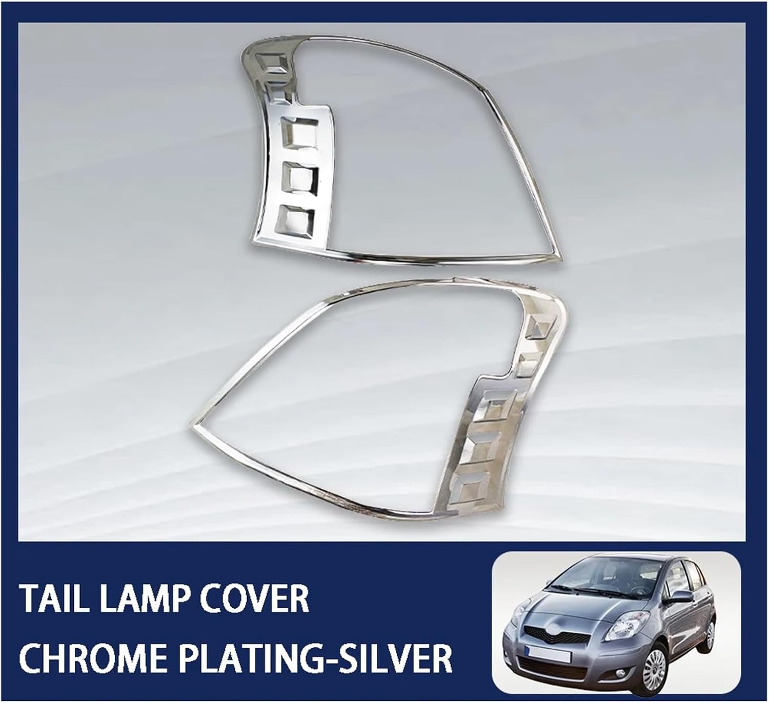 2 Pcs ABS Chrome Silver Car Tail Lamp Cover Compatible With Toyota Yaris Vitz 2008, 2009, 2010 Exterior Components Decorate