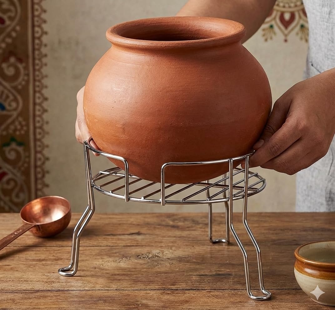 SteelPot Rack for Kitchen | Stainless Steel Matka & Pot Stand | Durable Kitchen Vessel Holder for Rice Strainer, Cooking Pots & Utensils | Space Saving Kitchen Rack — Amazon image 4