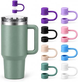 8 Pack Silicone Straw Covers for Stanley 30/40 oz Tumblers, 10mm | 8 Colorful Mix • Twist-Tight Secure Fit • Reusable • Dust-Proof • Easy to Clean