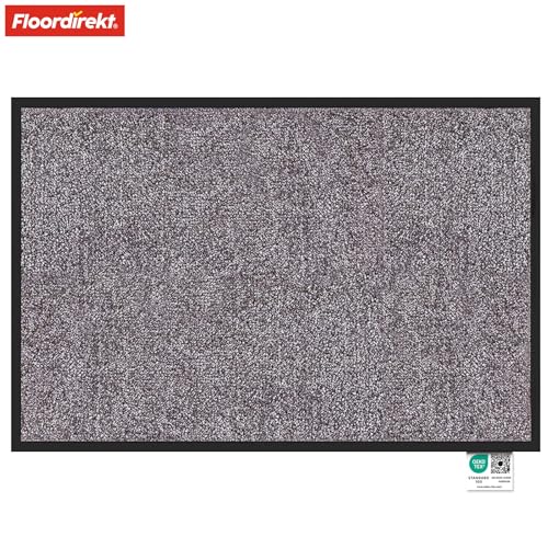 Floordirekt Schmutzfangmatte Rhine - waschbare & leistungsstarke Fußmatte - Sauberlaufmatte mit Rutschfester Rückseite - Türmatte für den Eingangsbereich (Grau (Sparrow), 90 cm x 120 cm)