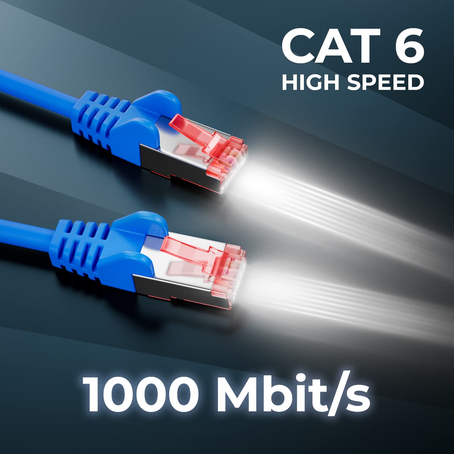 deleyCON 0,25m Netzwerkkabel Cat6-1000 Mbit (Kupfer, S/FTP, Halogenfrei) RJ45 Gigabit Patchkabel Ethernet LAN Kabel Cable - für DSL Internet WLAN Switch Router Modem Patchpanel POE - Blau - 3
