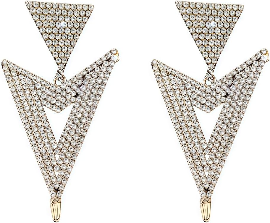 Rhinestone Earrings for Women Sparkling Crystal Geometry Triangle Bridal Chandelier Drop Dangle Earrings Elegant Cubic Zirconia Wedding Statement Earrings Bridal Wedding Banquet Jewelry