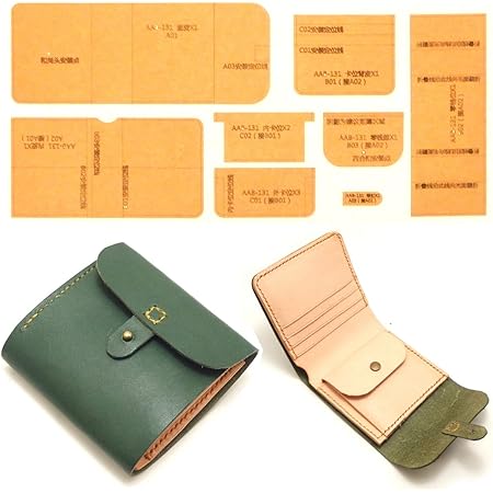 Amazon Co Jp アイランドパピー レザークラフト 硬質紙製 型紙 革 長 財布 バッグ カバン 説明シート付き 三つ折りシンプル ホビー