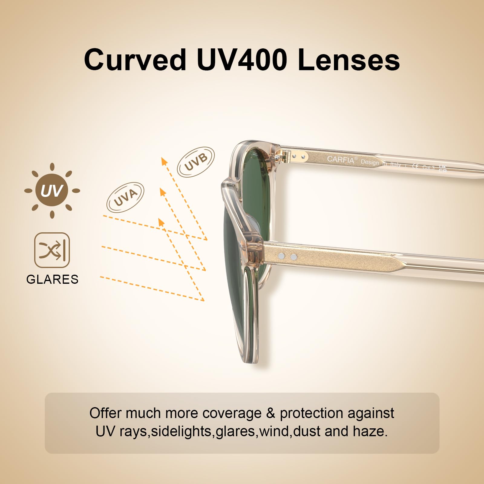 Carfia Occhiali da sole polarizzati da uomo classici quadrati stile street | 100% protezione UV400 occhiali ideali per la guida e la pesca