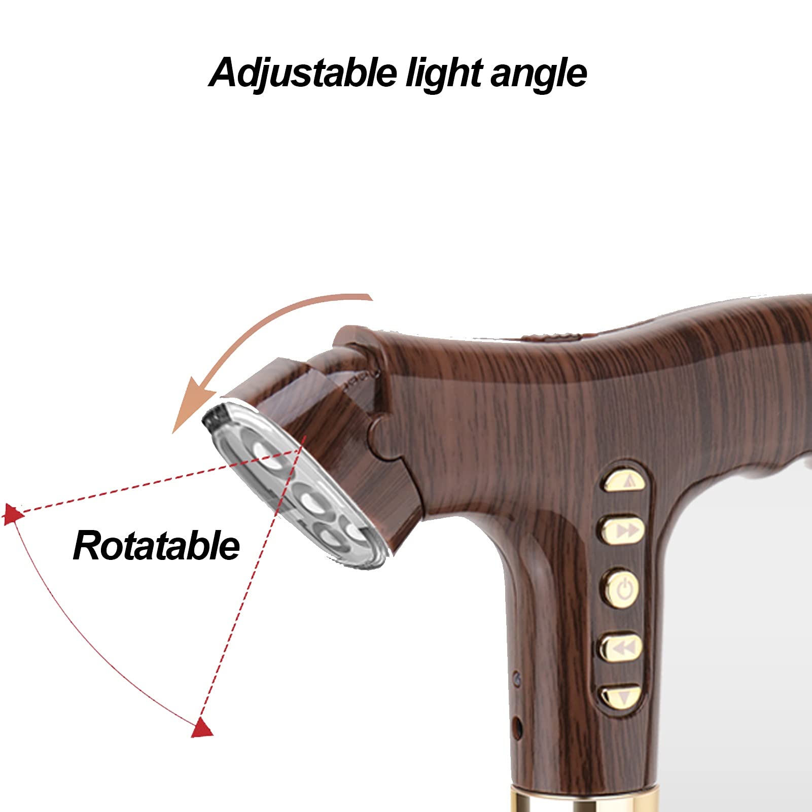 Bastón de Paseo Bastones para Mayores Bastón caminando con luz LED, bastón de aluminio ligero, altura ajustable, bastones antideslizantes, ayuda y ayuda de estabilidad para usuarios ancianos, discapac