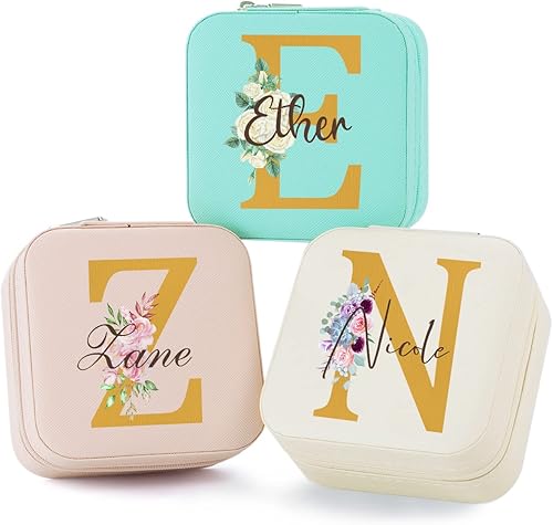 Joyero de regalo de dama de honor joyero pequeño estuche de viaje personalizado de piel sintética portátil cajas de propuesta de dama de honor mini