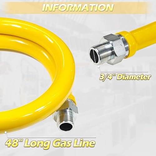Miniatura 6 de Kit de sistema de seguridad, kit de conector de manguera de gas de 48 pulgadas de diámetro interior de 34 pulgadas con codos, manguera de línea de