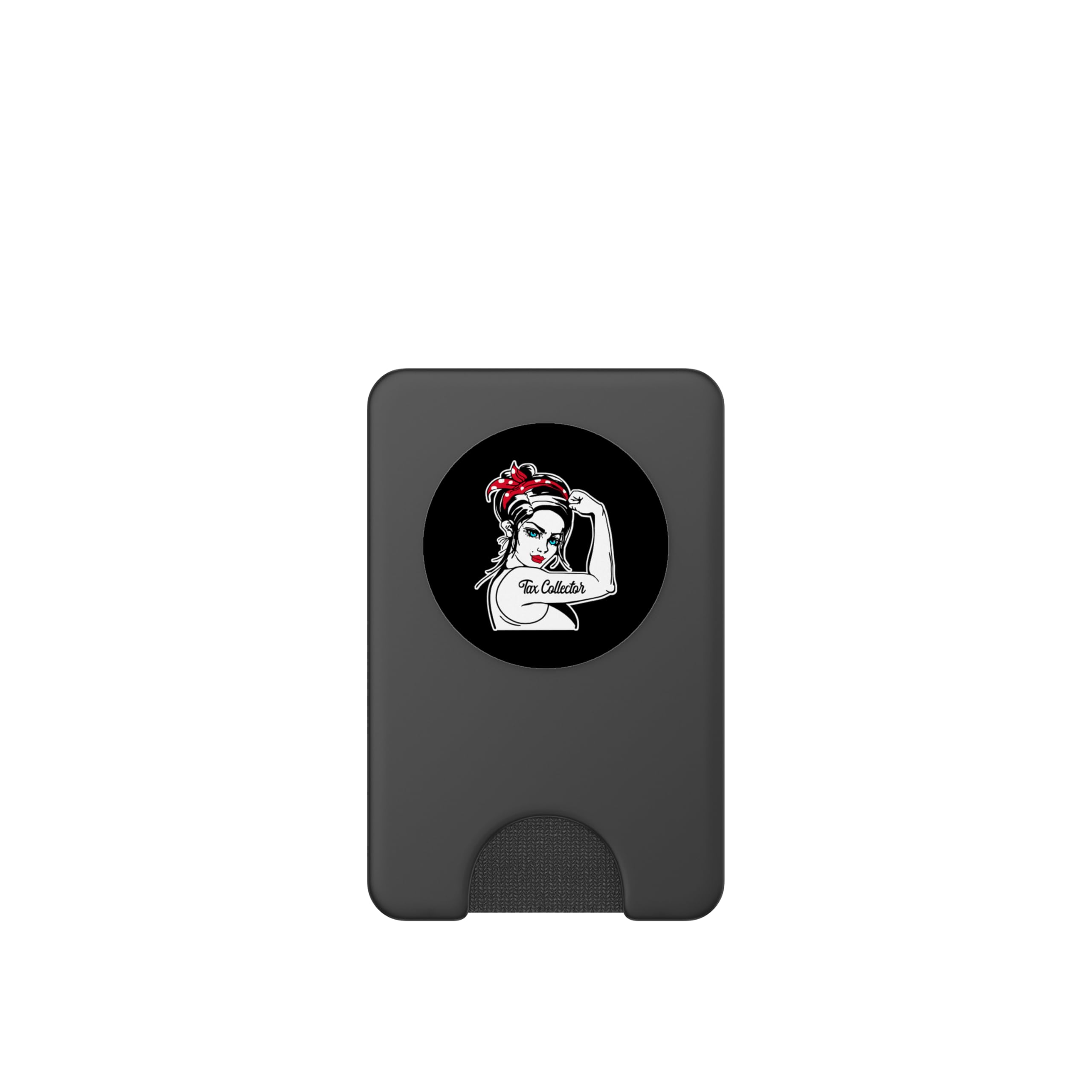 Female Tax Collector Rosie The Riveter Pin Up Girl Tax PopSockets PopWallet for MagSafe, Black - Image 2