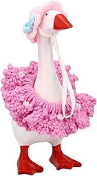 Flower Outfit for 7 Inches Desk Goose , Polyester Cute Desktop Goose Clothes Including Pretty Pinky Hat & Floral Purple Skirt for 7in Mini 7 Inch Geese Magnetic Statue Accessories Decorations Decor
